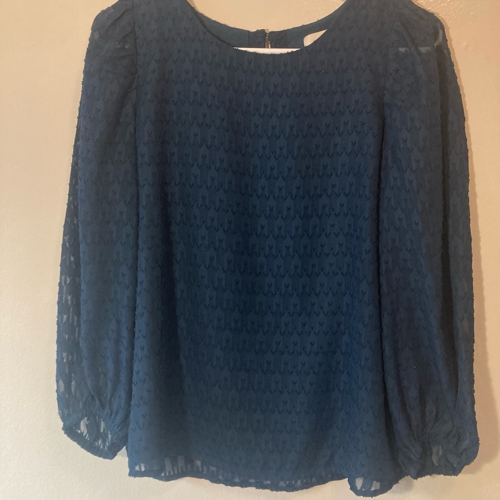 LOFT Blue Boxy Blouse with Long Sleeves